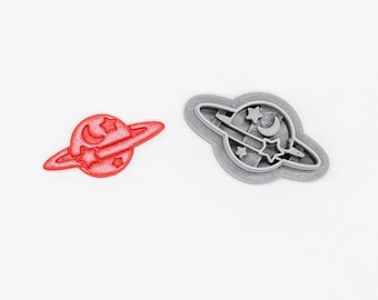 Planet Saturn Celestial Printed Clay, Polymer Clay, Cookie Cutter