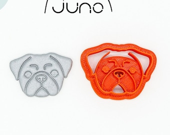 Pug Face, Dog cutters, Printed Clay, Polymer Clay, Cookie Cutter