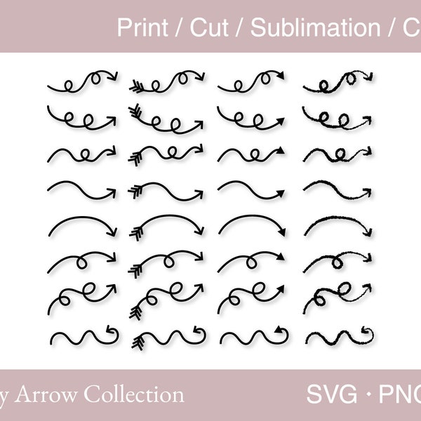 Curvy Arrow svg, Arrow Collection svg, Swirly Arrows png, Arrow svg, png, ai, Cricut Arrows Cut File