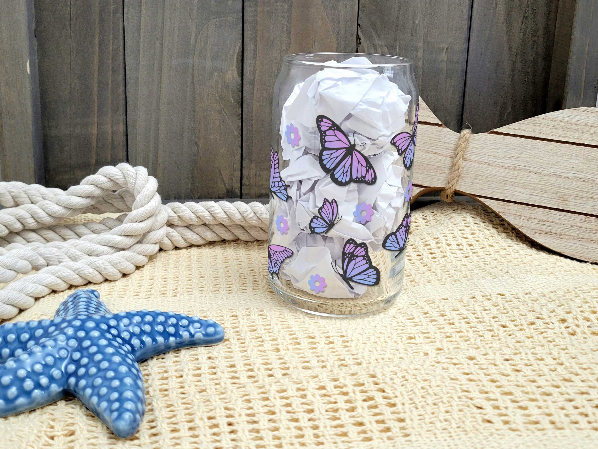 BUTTERFLY LOVER SVG Wrap for Libbey 16oz Glass Can Butterfly File Cup ...