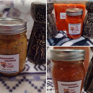 3 - 16 oz.  jars of guam dinanche (hot pepper paste), doni dinanche, holiday special. - Misu, coconut milk with veggies and regular pepper