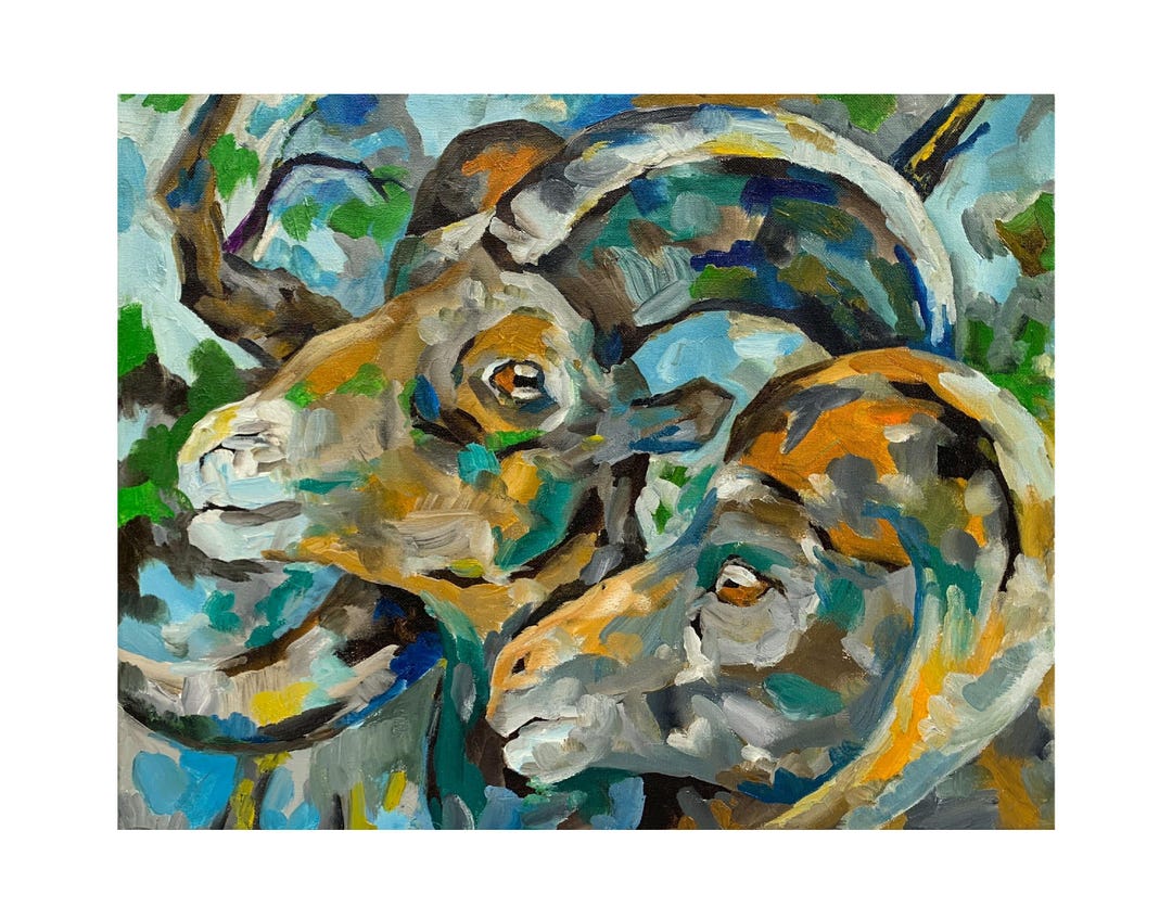 Original Ram Oil Painting – Wildlife Wall Art – Abstract Ram Fine Art ...
