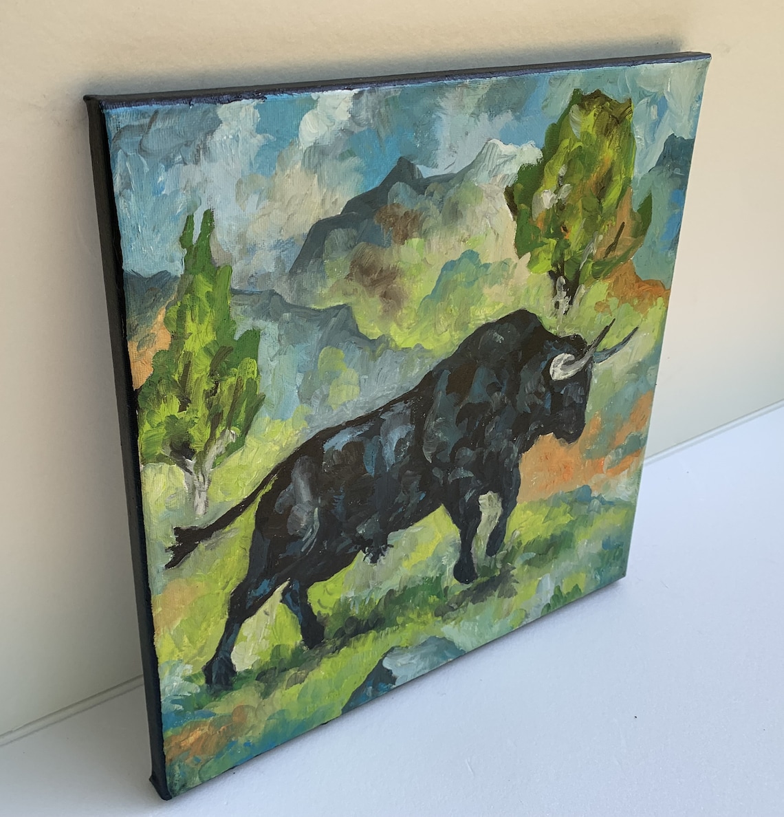 Bull Painting Bull Abstract Painting Bull Oil Painting Bull - Etsy