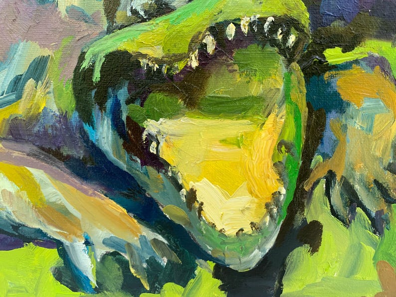 Original Alligator Oil Painting – Wildlife Wall Art – Abstract ...