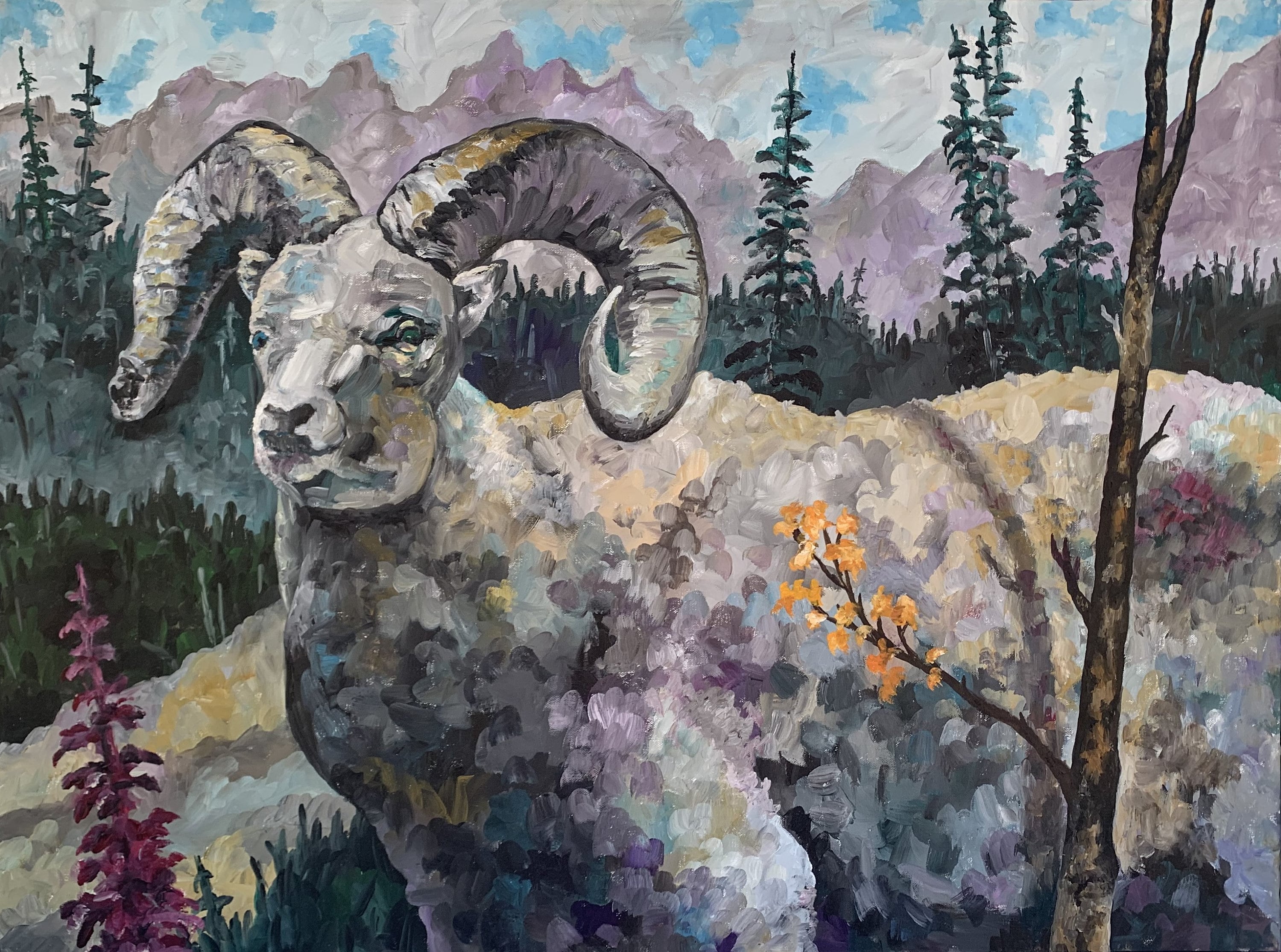 Original Ram Oil Painting – Wildlife Wall Art – Abstract Ram Fine Art ...