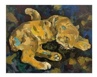 Pintura al óleo original de tigre – Arte mural de vida silvestre – Arte abstracto de tigre – Obra de arte al óleo única
