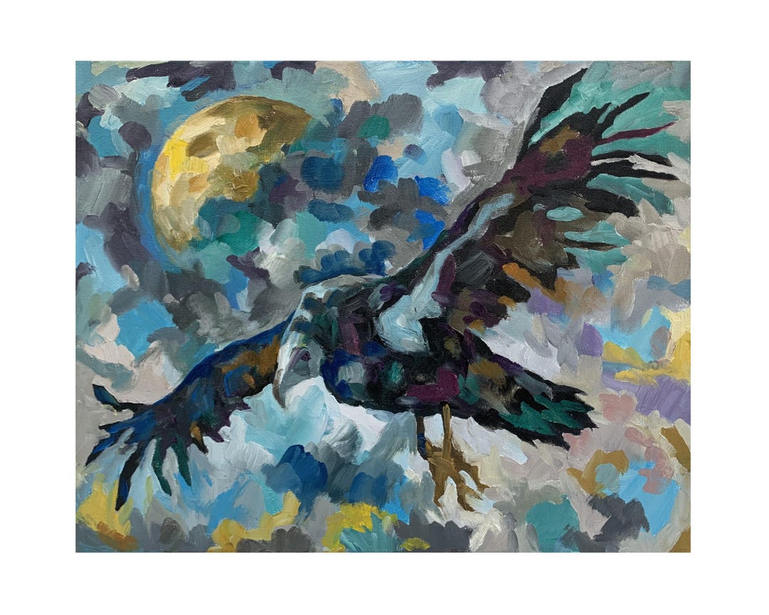Original Condor Oil Painting – Wildlife Wall Art – Abstract Condor Fine ...