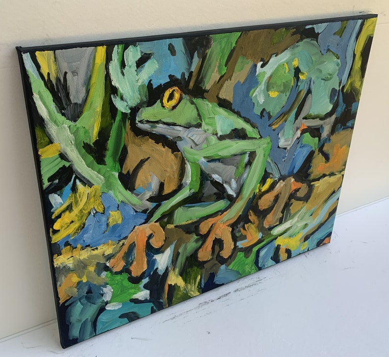 Frog Painting Frog Abstract Painting Frog Oil Painting Frog Etsy