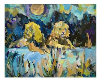 最高のライオンの絵画、野生のライオン、ライオンアート、大きな