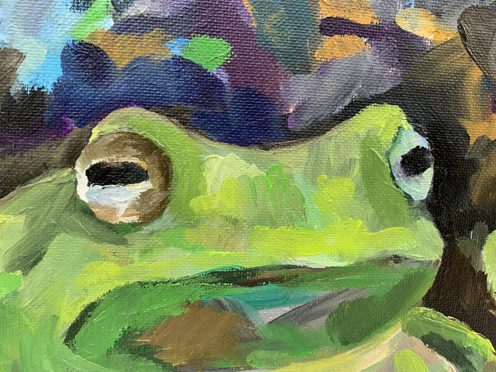 Original Frog Oil Painting – Wildlife Wall Art – Abstract Frog Fine Art ...