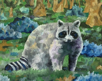 Raccoon Painting Raccoon Abstract Painting Raccoon Oil Painting Raccoon Wall Painting Raccoon Original Painting Raccoon Impressionist Painti