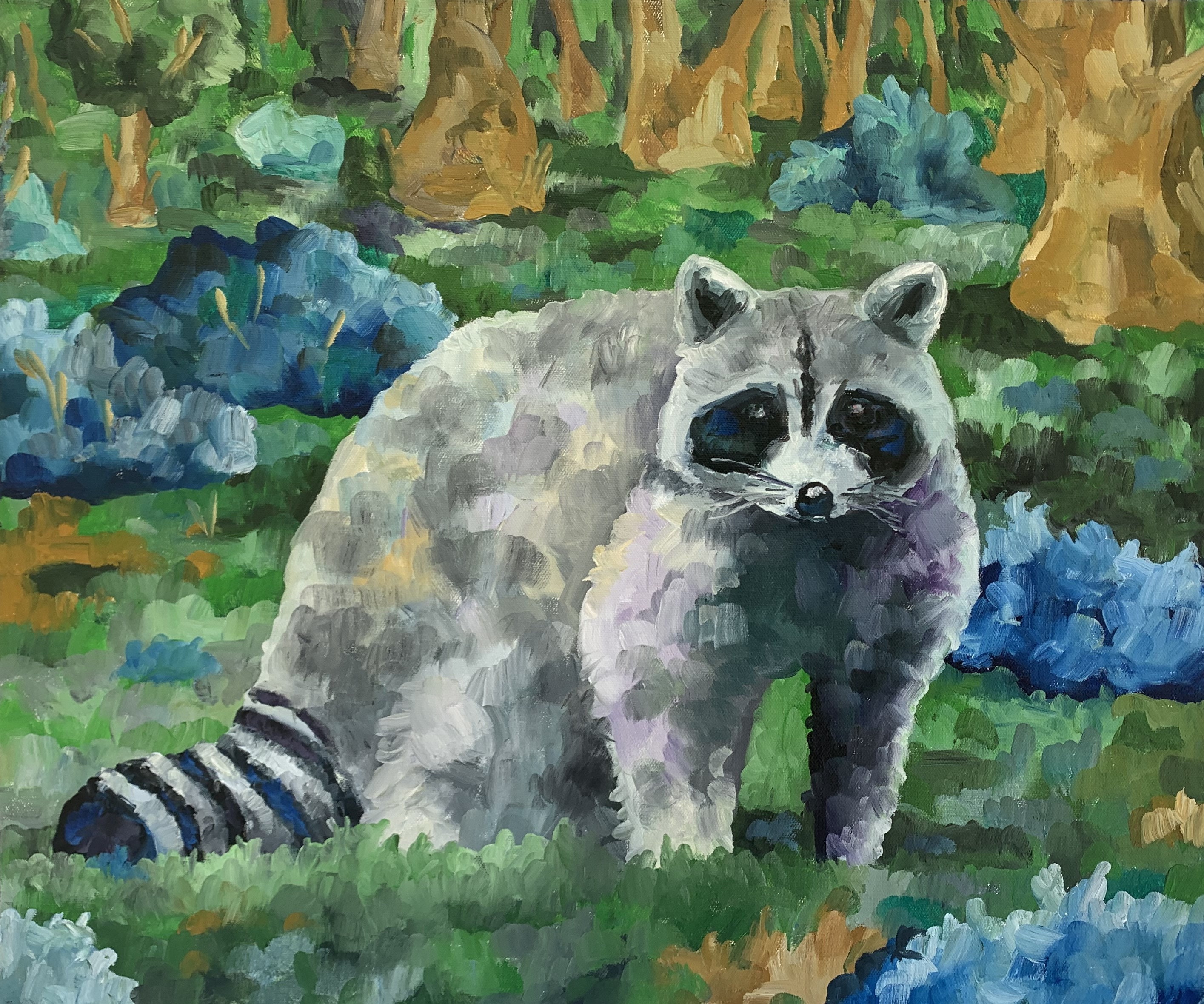 Abstract Raccoon Original Racoon Oil Painting โ Wildlife Wall Art โ Abstract Racoon Fine ...