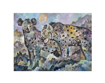 Original Hyena Oil Painting – Wildlife Wall Art – Abstract Hyena Fine Art – One‑of‑a‑Kind Oil Artwork