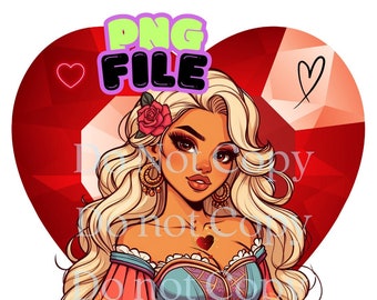 Girl Heart Blonde Doll ,cartoon girl, Floral ,Pink, Cute,PNG