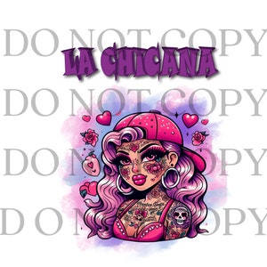 LA Chicana ,water colors, Chola Style  ,PNG, Old School,Hispanic PNG