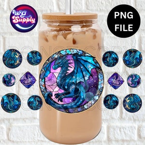 Dragon ,PNG File ,Libby Glass Can Wrap file,Tumbler, 16 oz Glass, Diy, Sublimations , Fits 16oz Glass Can