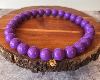 Violet Purple Beaded Dog Necklace: Slip-on Pet Jewelry