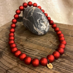Red Beaded Dog Necklace | Shimmer Acrylic Pet Jewelry