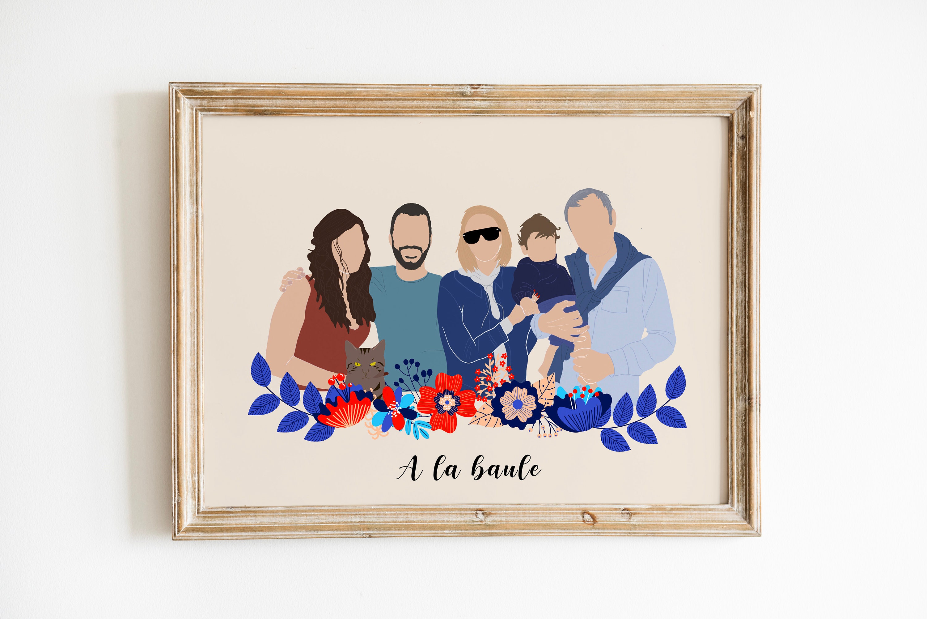 Groupe Illustration Personnalisée Noël Idée Cadeau Fête Des Mères Pères Anniversaire Mariage Décorat