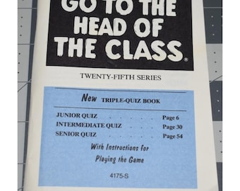 1985 Milton Bradley MB Go To the Head of the Class Triple Quiz Book 25th Series