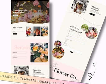 Customizable Modern Squarespace 7.1 Template Website for Florist, Event Rentals, Services, E-commerce, Boutique