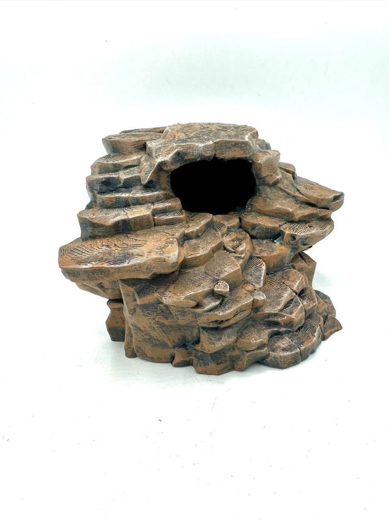 Aquarium Decorations To Mimic A Natural Environment Reference: Aq14 Layered Rock Aquarium Cave Unpainted 3D Printed Fish Hide