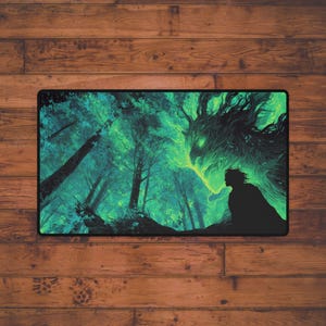 Verdant Spirit Forest MTG Playmat | Magic the Gathering Commander Mat, Green Elemental Nature Battle Mat, TCG Card Game Playmat