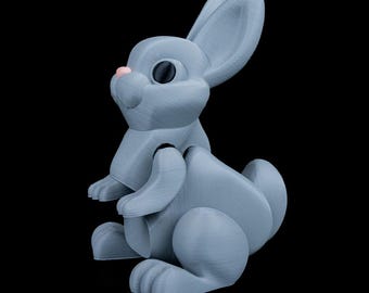 Customizable 3D Printed Bunny, Articulated Bunny Fidget Toy, Cute Bunny Desk Pet, Fun Kids Toy, Gift for Bunny Lover