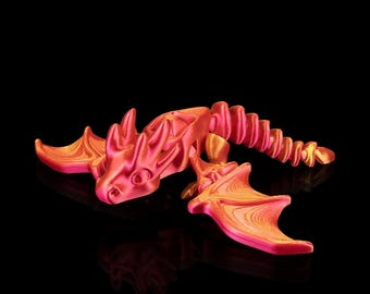Customizable 3D Printed Wyvern, Articulated Dragon Fidget Toy, Cute Dragon Desk Pet, Fun Kids Toy, Gift for Dragon Lover