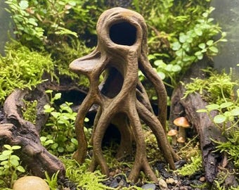 AQ02 - Mangrove Root Aquarium Hide Unpainted 3D Printed Natural Shelter for Fish Shrimp Reptiles Decor for Aquascapes Terrariums