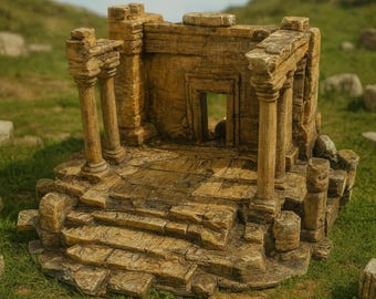 AQ17 - Ancient Temple Aquarium Decor Unpainted 3D Printed Ruins Fish Cave Shrimp Hideout Lost City Tank Ornament Aquascape Structure