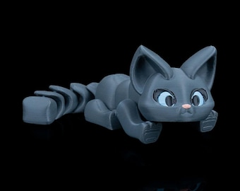 Customizable 3D Printed Flexi Kitty, Articulated Cat Fidget Toy, Cute Cat Desk Pet, Fun Kids Toy, Gift for Cat Lover