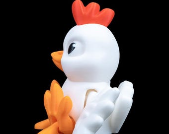 Customizable 3D Printed Flapping Chicken, Articulated Chicken Fidget Toy, Cute Chicken Desk Pet, Fun Kids Toy, Gift for Chicken Lover