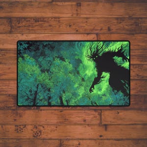 Forest Warden MTG Playmat | Magic the Gathering Commander Mat, Treefolk Nature Spirit Green Deck Art, TCG Card Game Battlestation Mat