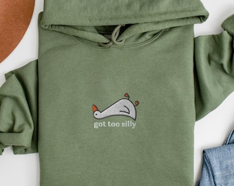 Embroidered Silly Goose Hoodie: Unisex Cotton-Blend Sweatshirt
