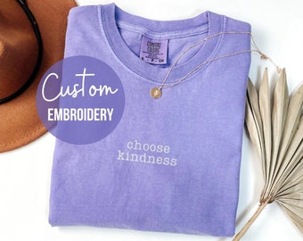 Embroidered Comfort Colors T-shirt: Custom Text Logo Shirt