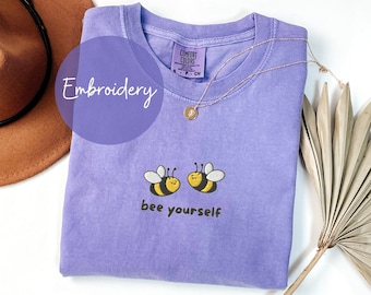 T-shirt brodé couleurs confort Jolie abeille T-shirt brodé Chemise motivante Cadeaux abeille