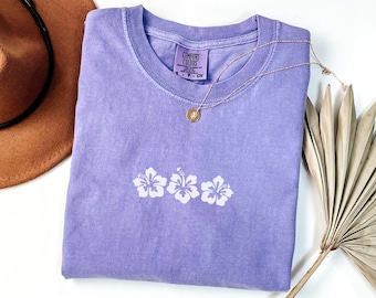 Youth Shirt Comfort Colors Hibiscus Flower Shirt Comfort Colors Tshirt Beach Shirt Summer Tee Hibiscus T Shirt Flower Gift For Daughter