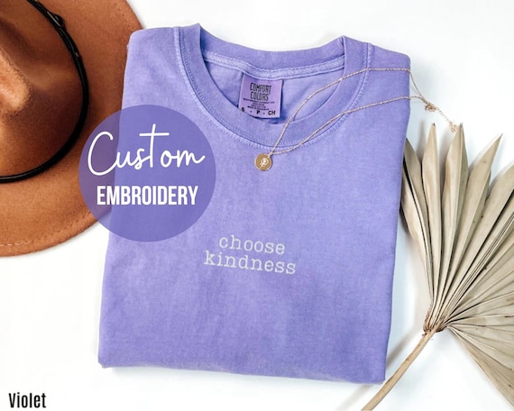 Embroidered Custom Comfort Colors T-shirt Embroidery Custom Your Text with Logo Embroidered Shirt Comfort Colors Shirt Small Business Owner