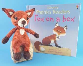 StoryTime - Fox on a Box - Amigurumi Fox - Ready to Ship - Free Shipping