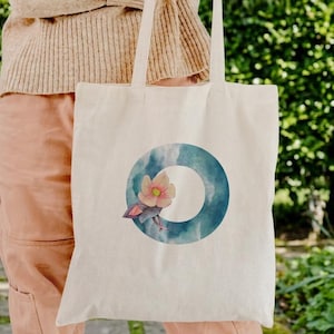 Custom Initial Tote Bag for Woman | Monogram Boho Cotton Bag - Letter O