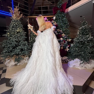 White Feather Cape: Faux Ostrich feather and Natural Feather Costume