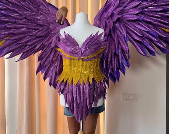 Paarse opvouwbare vleugels – sprankelende kostuumvleugels voor cosplay, halloween, dans, fotoshoot, festival, toneelvoorstelling