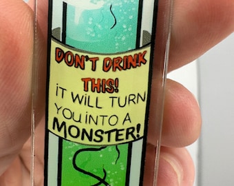 Monster Transformation Test Tube Mad Scientist Potion Acrylic Charm 3"