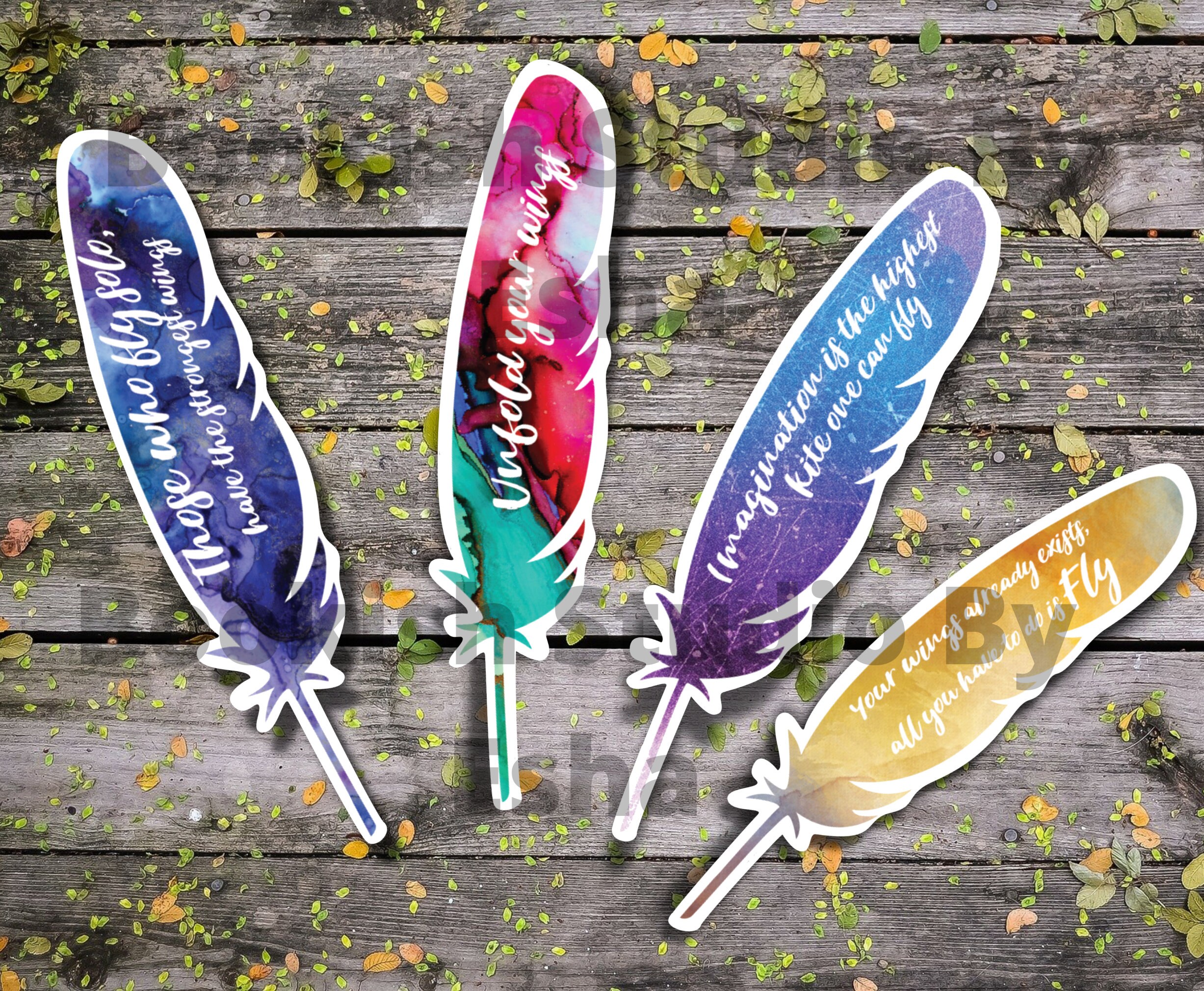 Digital Printable Feather Bookmarks With Inspirational Quotes - Etsy