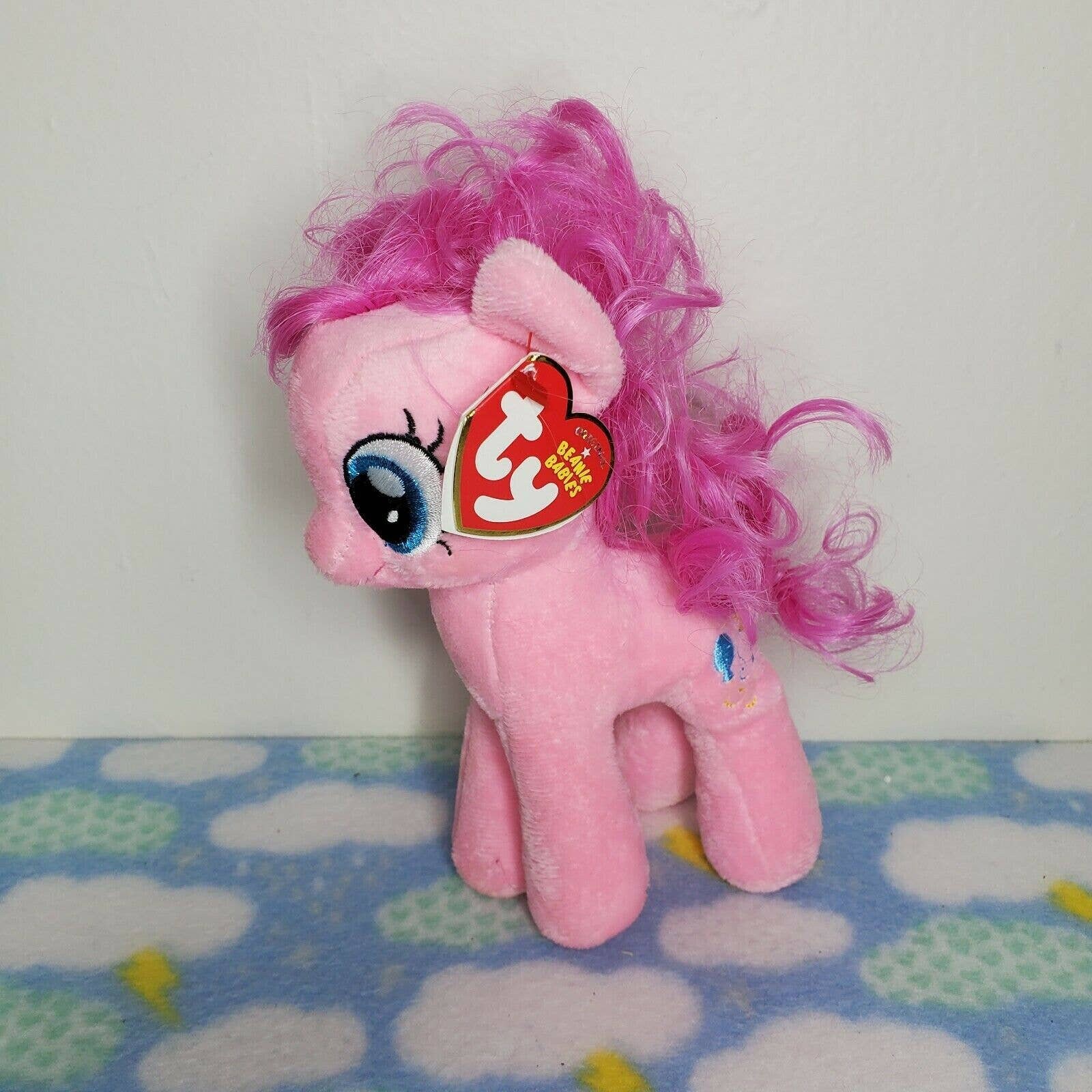 4" TY Beanie Babies My Little Pony Sparkle Pinkie Pie Pendant Plush Stuffed Toys 