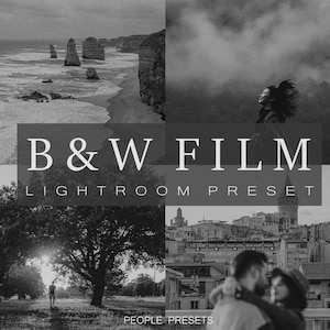 10 predefinições em preto e branco para Lightroom Mobile e Desktop | Predefinição em preto e branco | Monocromático | Predefinição Vintage | Filtro de fotos | Predefinição de filme | Temperamental