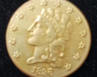 1836   2.5 Gold Extra Rare  Reproduction Restrike Copy Not A US Government Issue