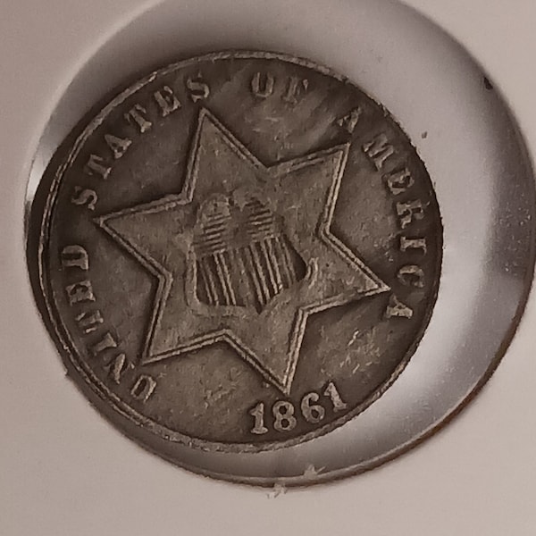 1861 THREE CENT  Silver Reproduction Restrike Copy