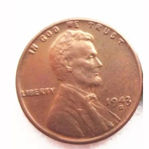 1943 D RESTRIKE Copper Coated Lincoln Cent Token